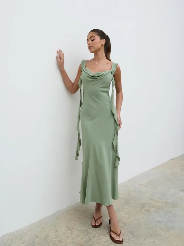 Pretty Lavish Dresses Rya Ruffle Midaxi Dress Green 8211 Women