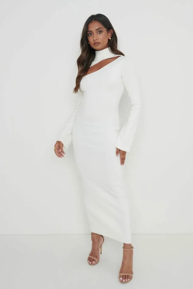 Pretty Lavish Dresses Shani Cut Out Knit Dress Cream 8211 Women