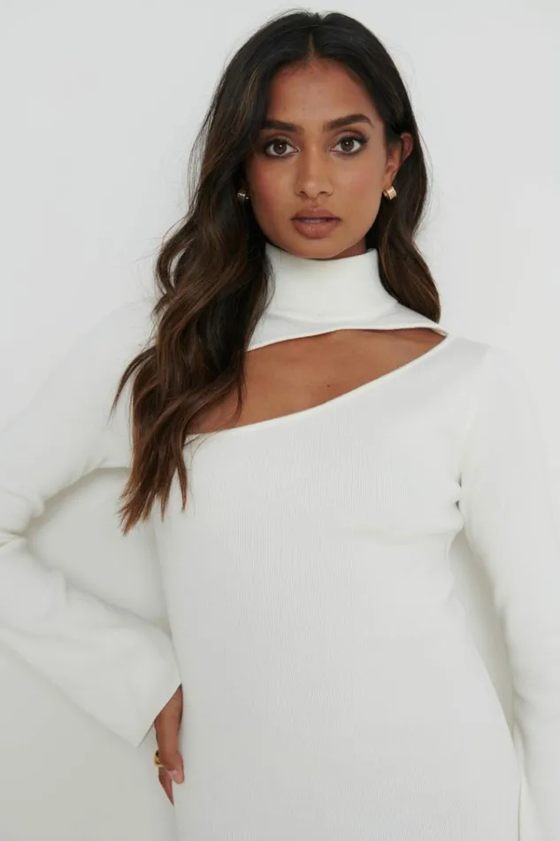Pretty Lavish Dresses Shani Cut Out Knit Dress Cream 8211 Women