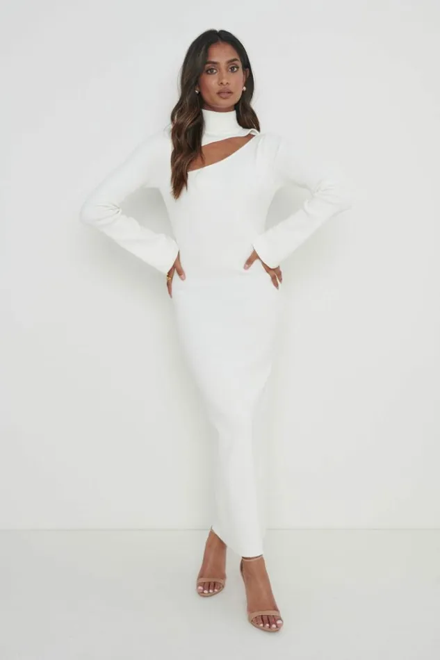 Pretty Lavish Dresses Shani Cut Out Knit Dress Cream 8211 Women