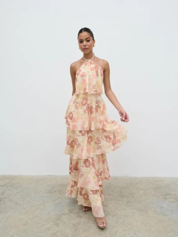 Pretty Lavish Dresses Siobhan Ruffle Maxi Dress Terracotta Petal 8211 Women
