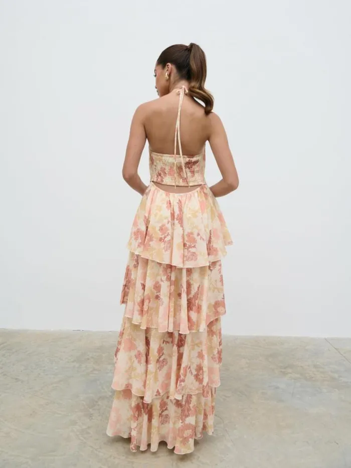 Pretty Lavish Dresses Siobhan Ruffle Maxi Dress Terracotta Petal 8211 Women