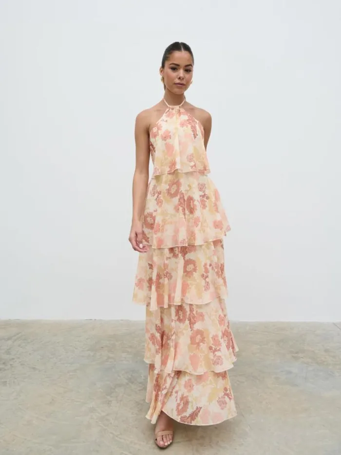 Pretty Lavish Dresses Siobhan Ruffle Maxi Dress Terracotta Petal 8211 Women