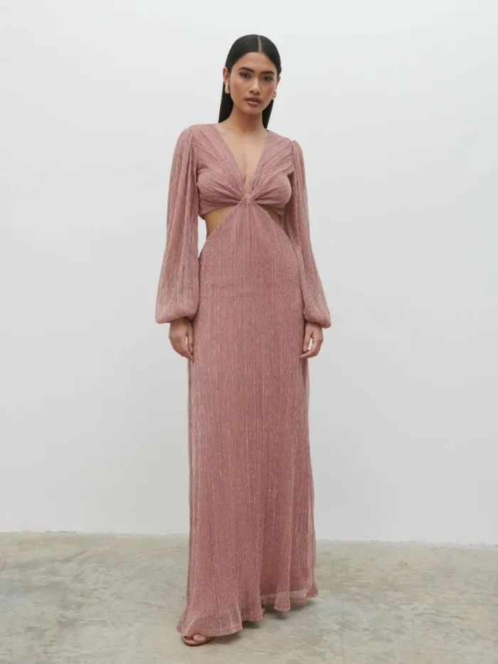 Pretty Lavish Dresses Zaya Plisse Metallic Maxi Dress Pink 8211 Women