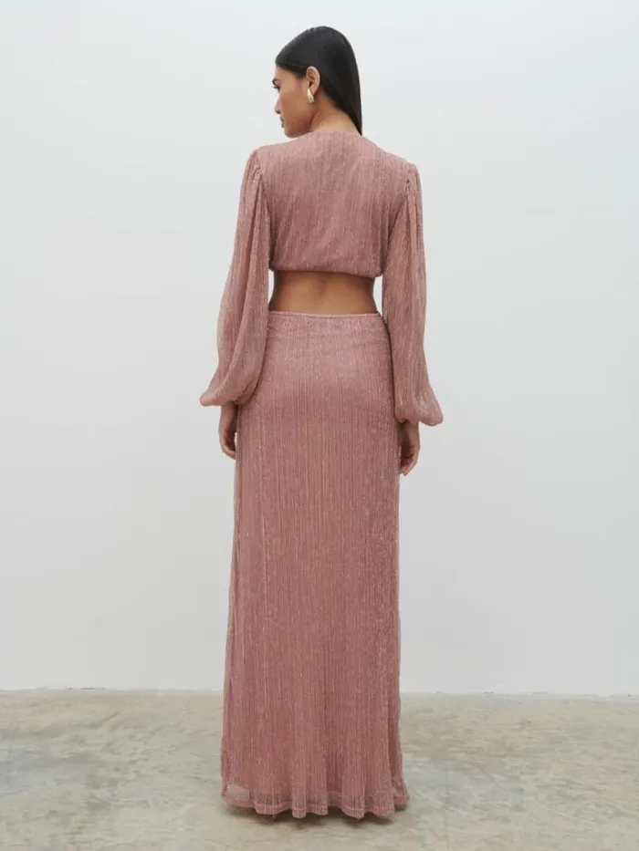 Pretty Lavish Dresses Zaya Plisse Metallic Maxi Dress Pink 8211 Women