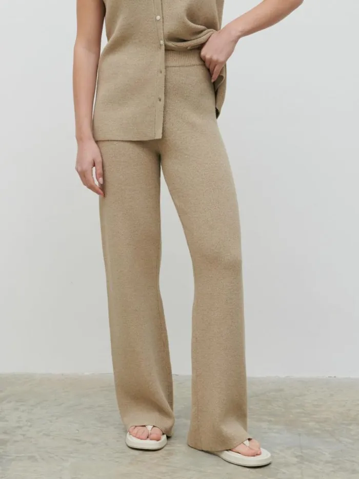 Pretty Lavish Everyday Staples Kourtney Knit Trousers Beige 8211 Women