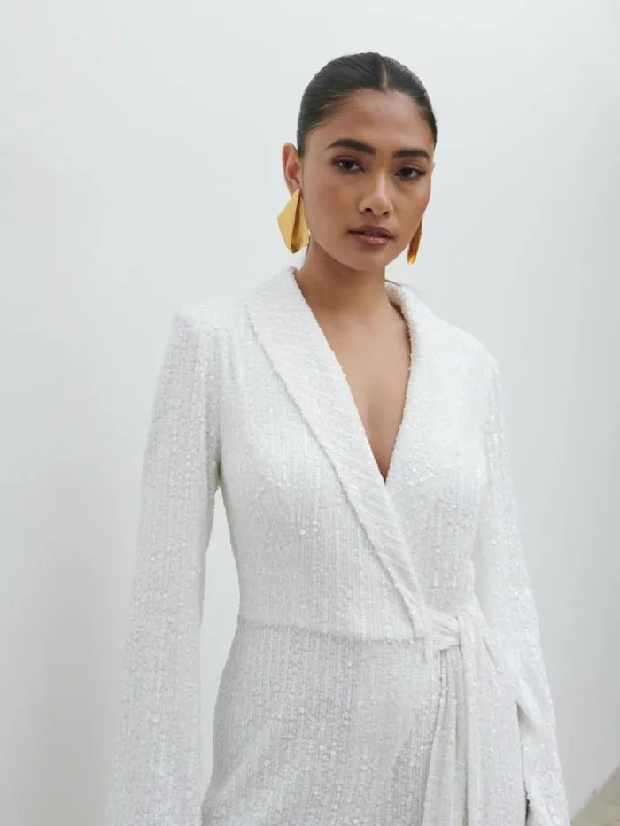 Pretty Lavish Hen Do Chamonix Sequin Jumpsuit White 8211 Women