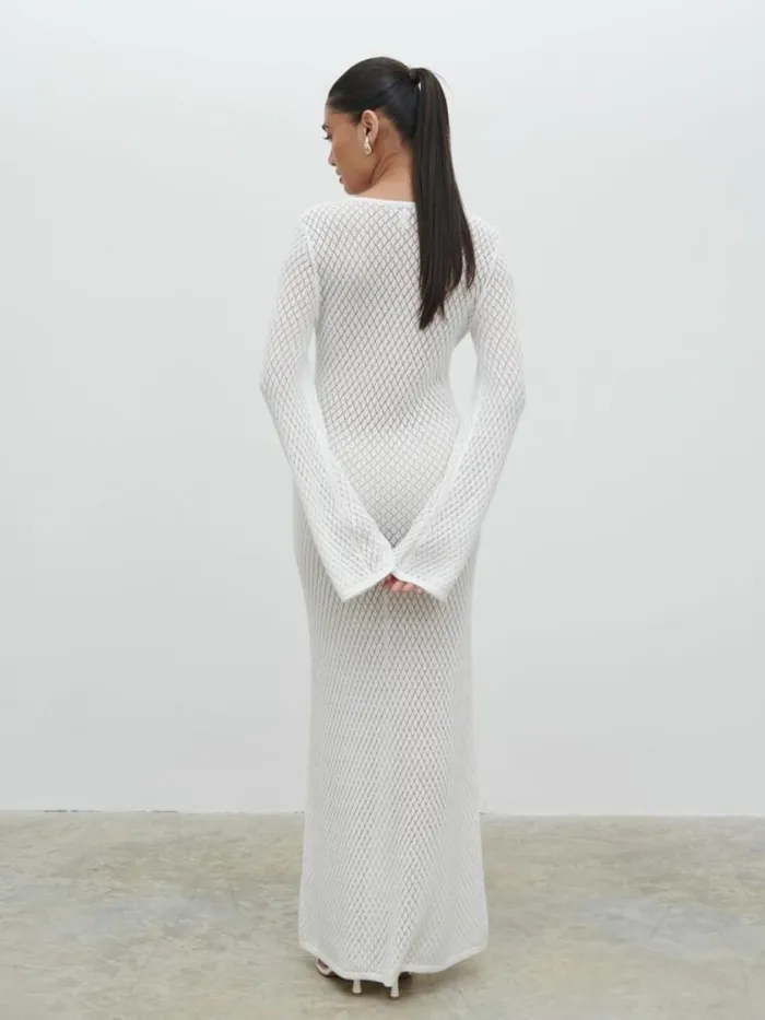 Pretty Lavish Hen Do Croisette Knit Beaded Midaxi Dress White 8211 Women