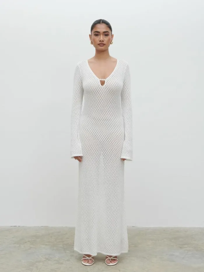 Pretty Lavish Hen Do Croisette Knit Beaded Midaxi Dress White 8211 Women