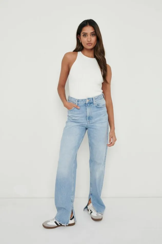 Pretty Lavish Knitwear Billie Ribbed Racer Tee Cream 8211 Women