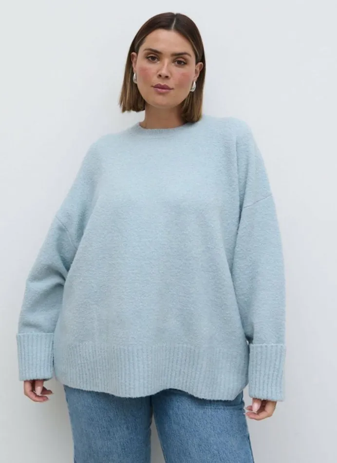Pretty Lavish Knitwear Camille Oversized Borg Knit Jumper Curve Pale Blue 8211 Women