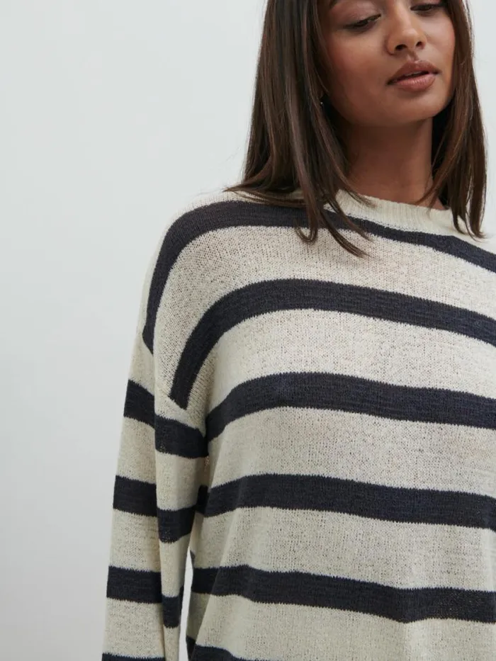 Pretty Lavish Knitwear Dakota Stripe Knit Jumper Cream And Navy Stripe 8211 Women
