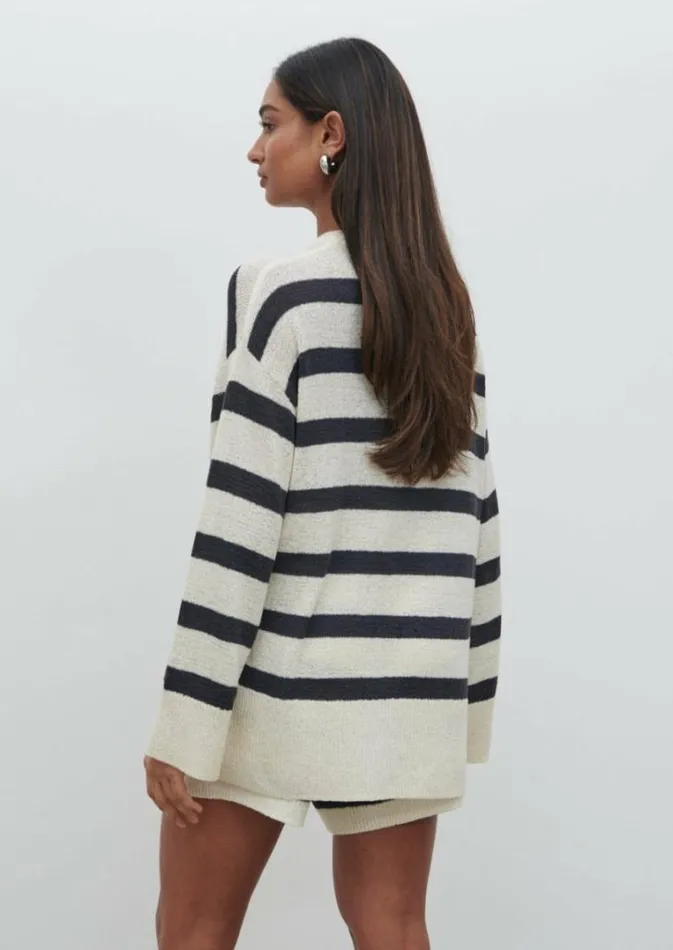 Pretty Lavish Knitwear Dakota Stripe Knit Jumper Cream And Navy Stripe 8211 Women
