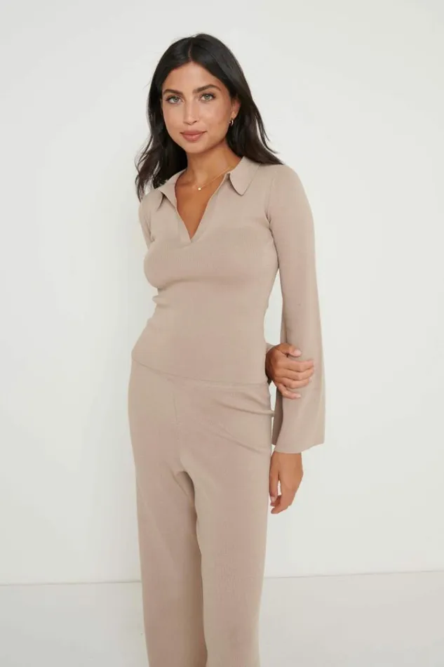 Pretty Lavish Knitwear Hayden Knit Top Beige 8211 Women
