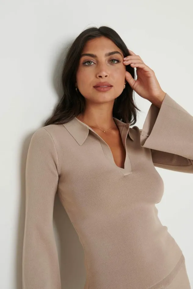 Pretty Lavish Knitwear Hayden Knit Top Beige 8211 Women