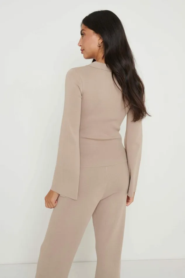 Pretty Lavish Knitwear Hayden Knit Top Beige 8211 Women