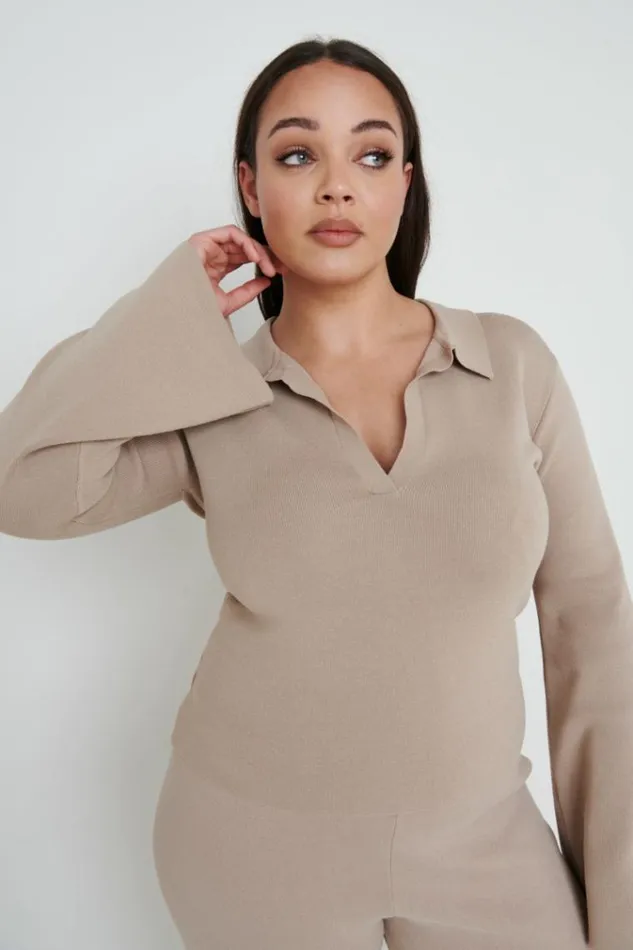 Pretty Lavish Knitwear Hayden Knit Top Beige 8211 Women