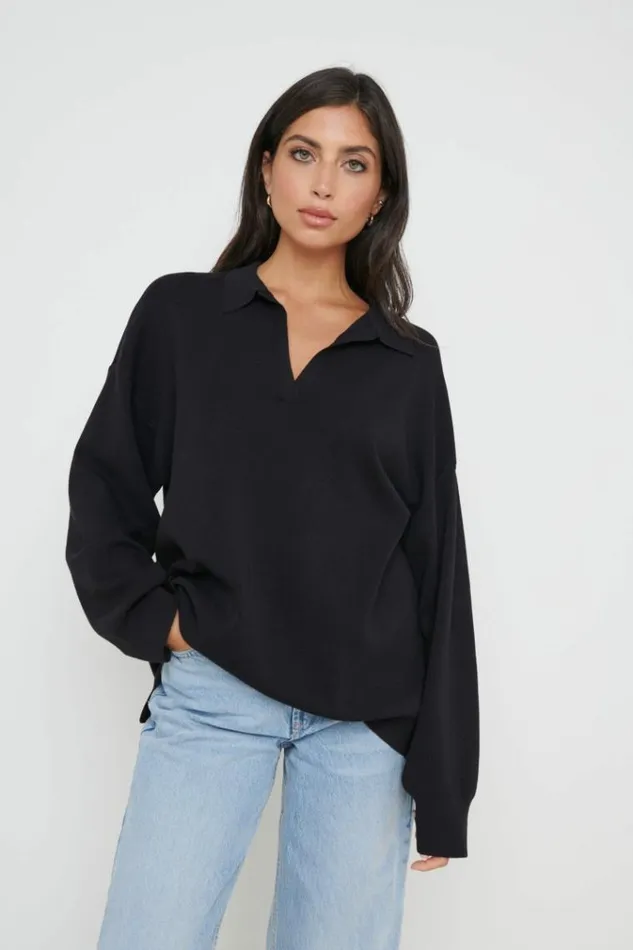 Pretty Lavish Knitwear Hayden Oversized Knit Jumper Black 8211 Women