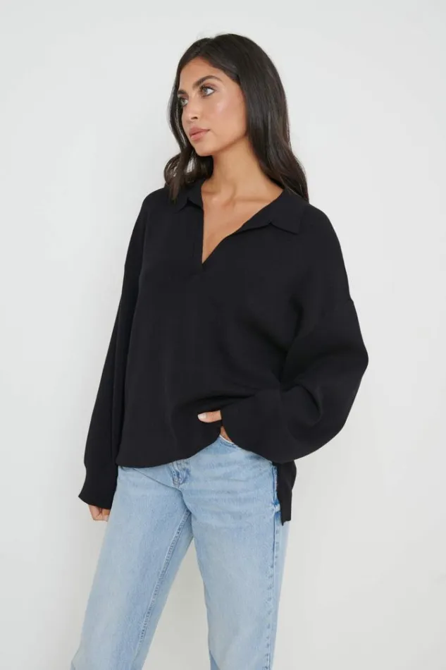 Pretty Lavish Knitwear Hayden Oversized Knit Jumper Black 8211 Women