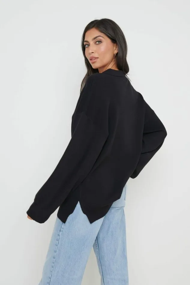 Pretty Lavish Knitwear Hayden Oversized Knit Jumper Black 8211 Women