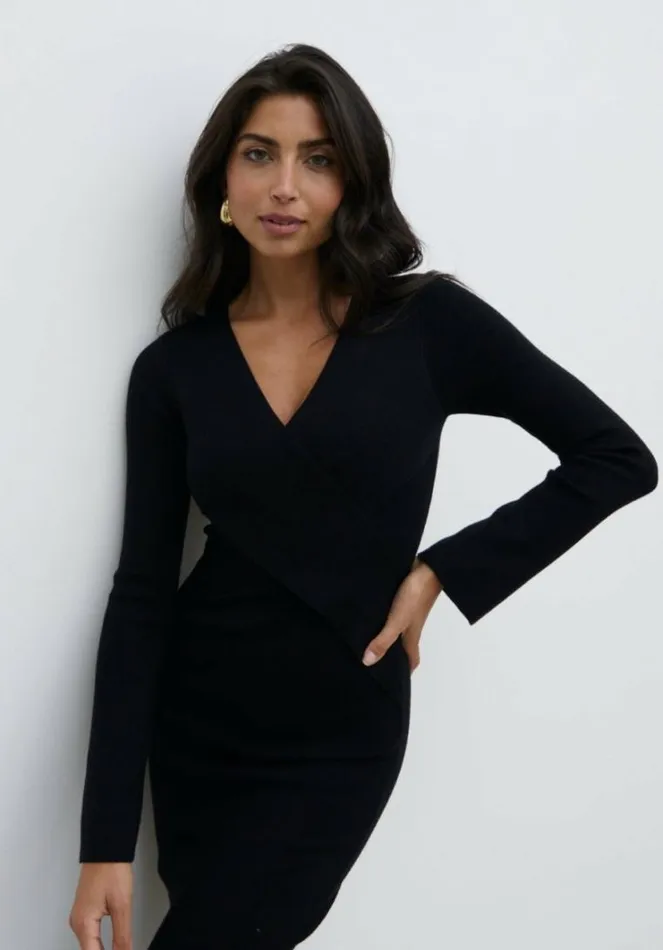 Pretty Lavish Knitwear Jacklin Wrap Midaxi Dress Black 8211 Women