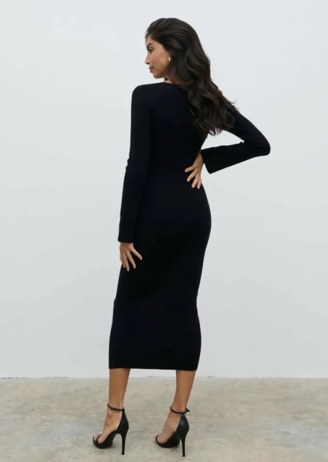 Pretty Lavish Knitwear Jacklin Wrap Midaxi Dress Black 8211 Women