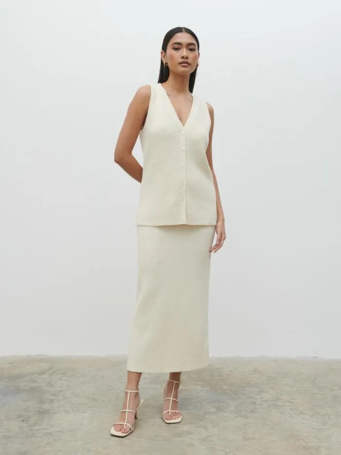 Pretty Lavish Knitwear Kourtney Knit Waistcoat Cream 8211 Women
