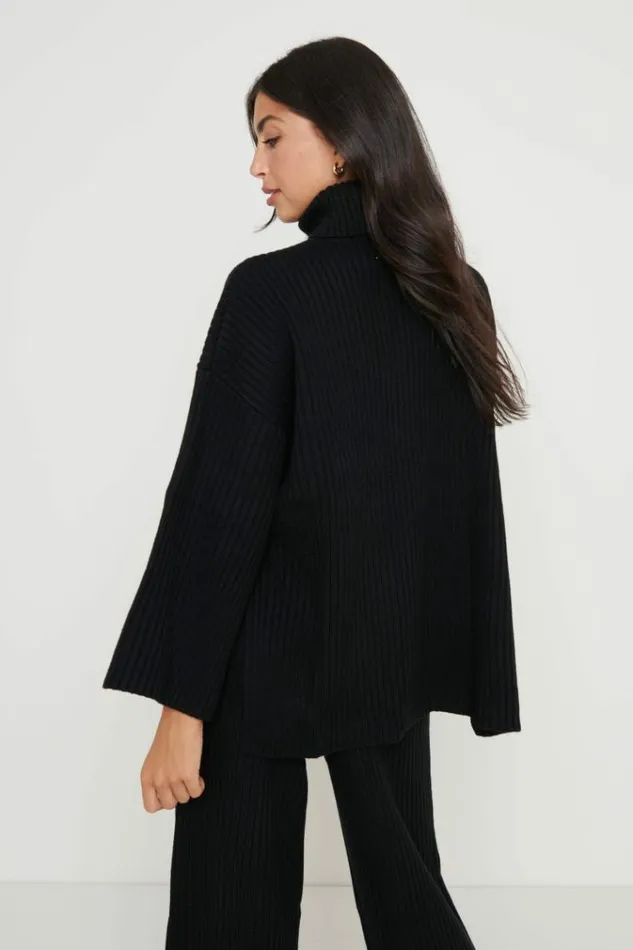 Pretty Lavish Knitwear Lina Ribbed Jumper Black Black 8211 Women