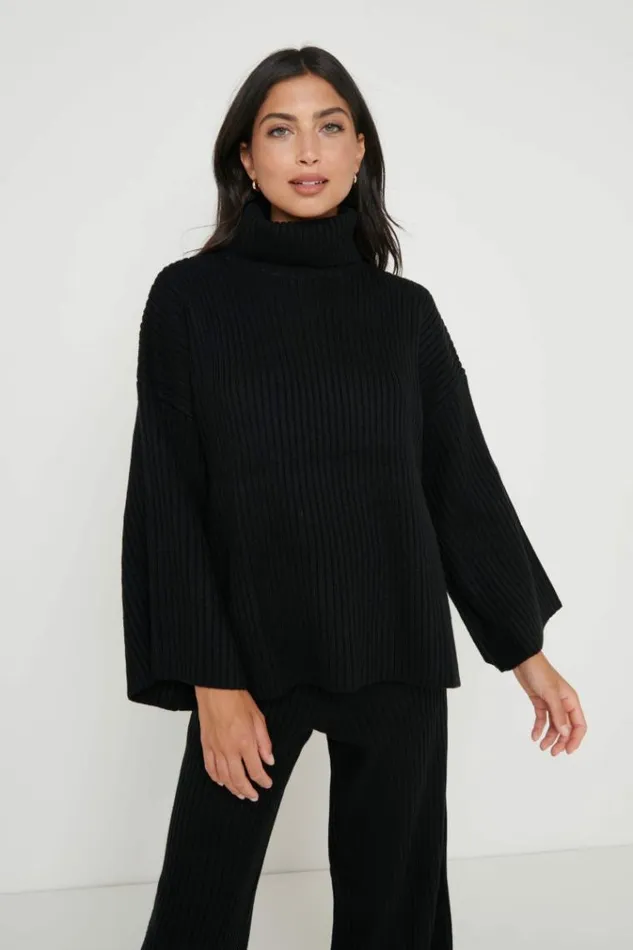 Pretty Lavish Knitwear Lina Ribbed Jumper Black Black 8211 Women