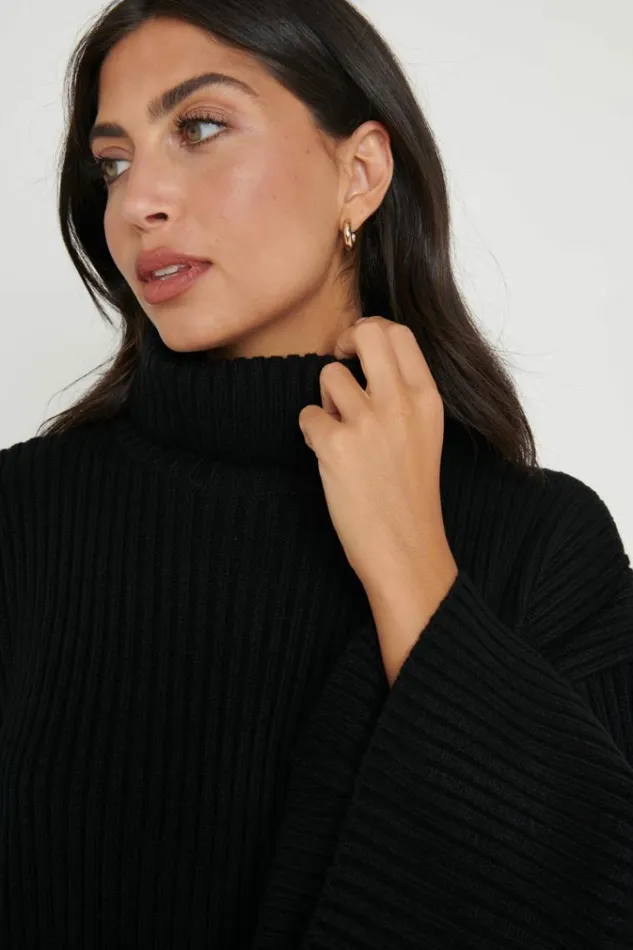 Pretty Lavish Knitwear Lina Ribbed Jumper Black Black 8211 Women