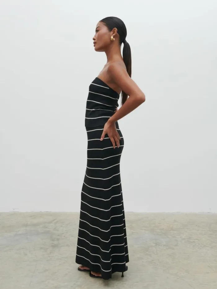 Pretty Lavish Knitwear Louisa Stripe Knit Skirt Black And Cream Stripe 8211 Women Pretty Lavish Knitwear Louisa Stripe Knit Skirt Black And Cream Stripe 8211 Women