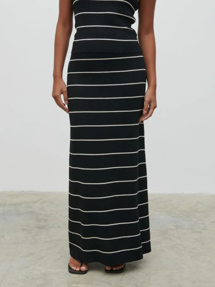 Pretty Lavish Knitwear Louisa Stripe Knit Skirt Black And Cream Stripe 8211 Women