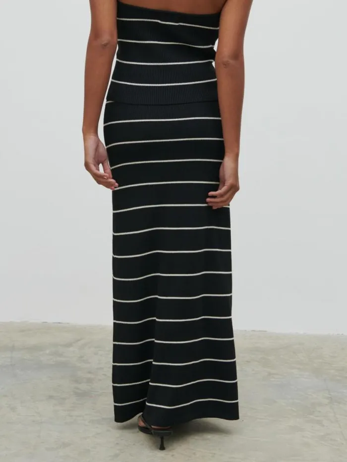 Pretty Lavish Knitwear Louisa Stripe Knit Skirt Black And Cream Stripe 8211 Women