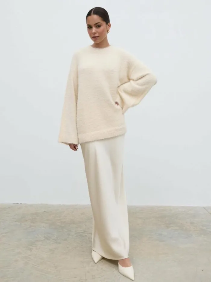 Pretty Lavish Knitwear Lula Fluffy Knit Jumper Cream 8211 Women