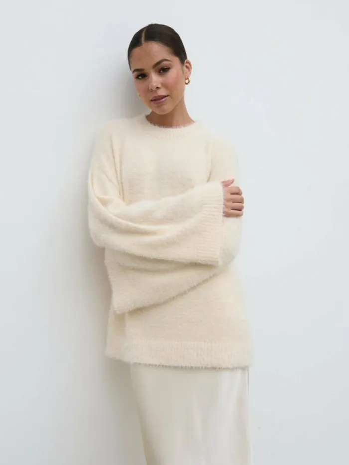 Pretty Lavish Knitwear Lula Fluffy Knit Jumper Cream 8211 Women