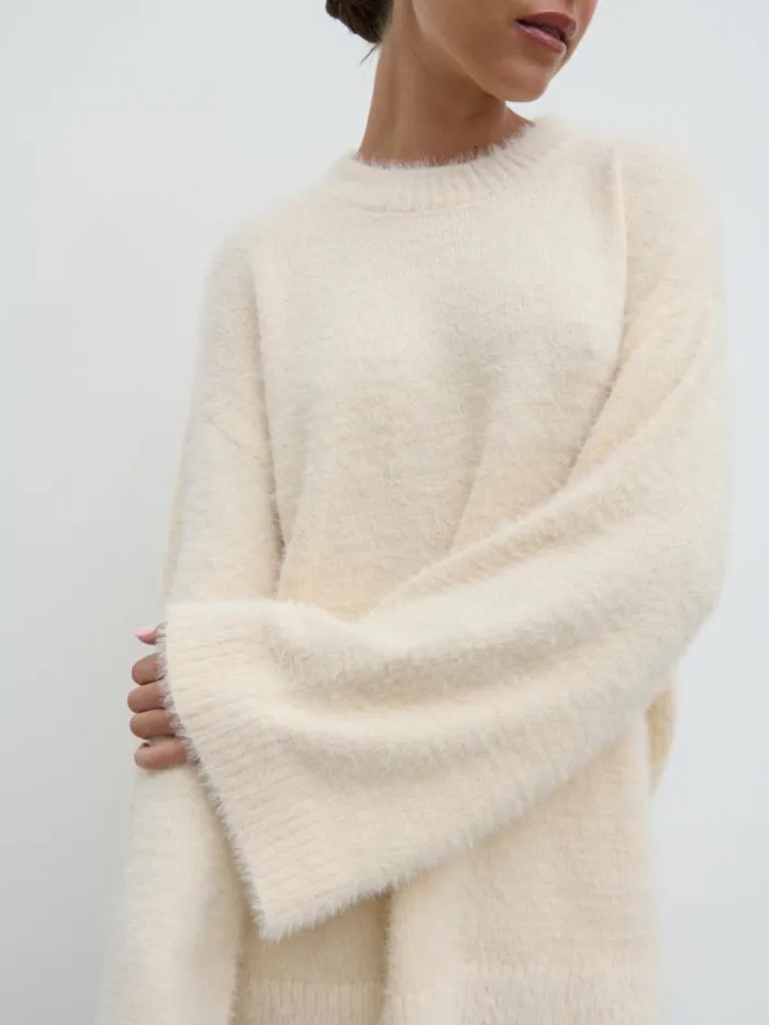 Pretty Lavish Knitwear Lula Fluffy Knit Jumper Cream 8211 Women