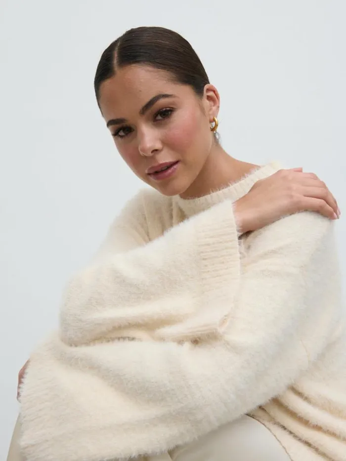 Pretty Lavish Knitwear Lula Fluffy Knit Jumper Cream 8211 Women