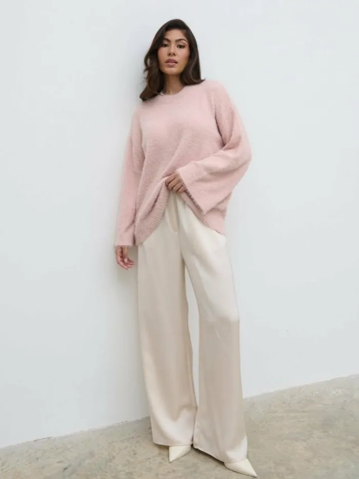 Pretty Lavish Knitwear Lula Fluffy Knit Jumper Pink 8211 Women