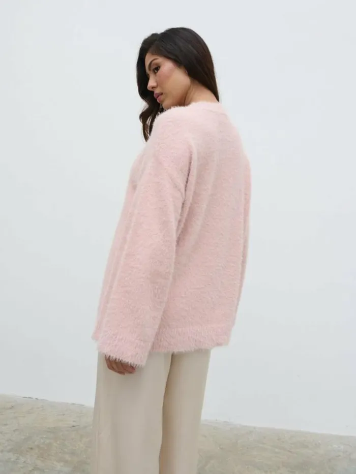 Pretty Lavish Knitwear Lula Fluffy Knit Jumper Pink 8211 Women