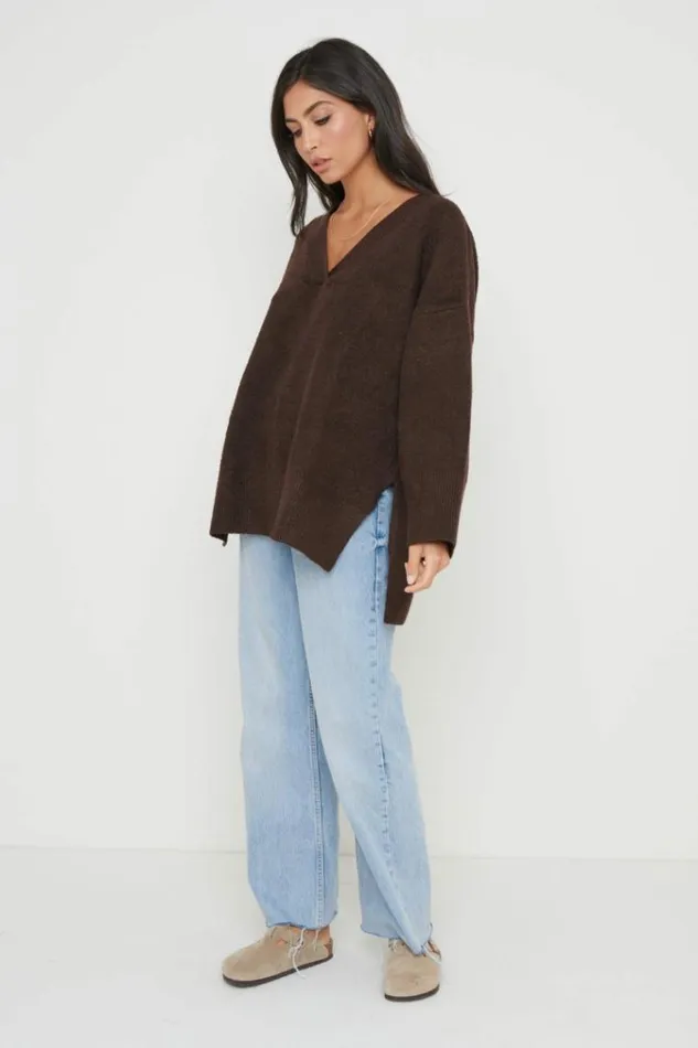 Pretty Lavish Knitwear Myla Oversized Jumper Brown 8211 Women