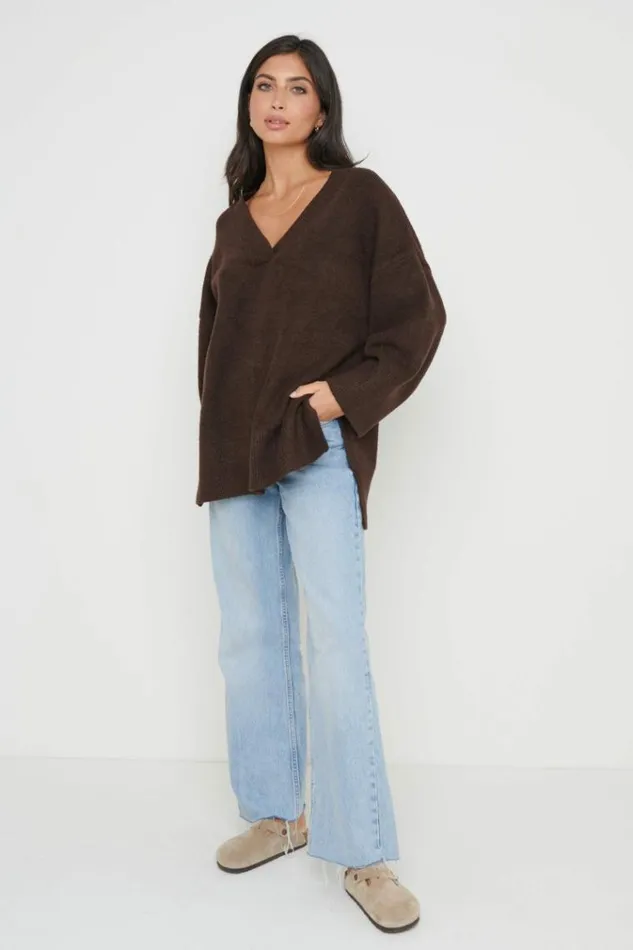 Pretty Lavish Knitwear Myla Oversized Jumper Brown 8211 Women