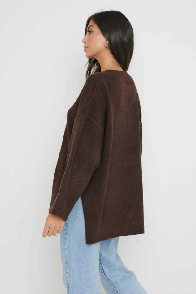 Pretty Lavish Knitwear Myla Oversized Jumper Brown 8211 Women