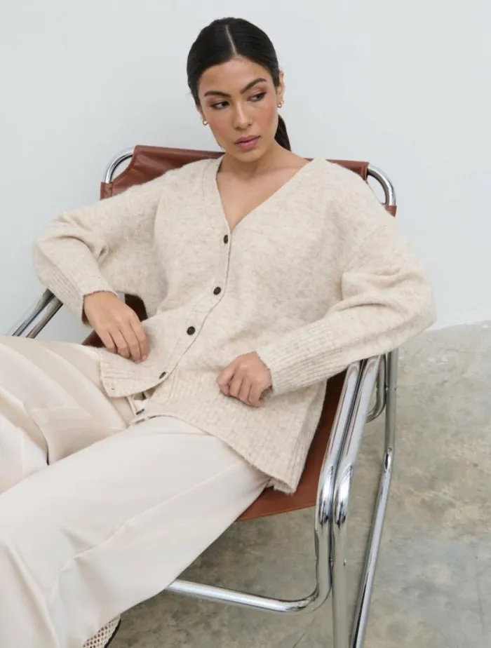 Pretty Lavish Knitwear Otto Knit Cardigan Cream 8211 Women
