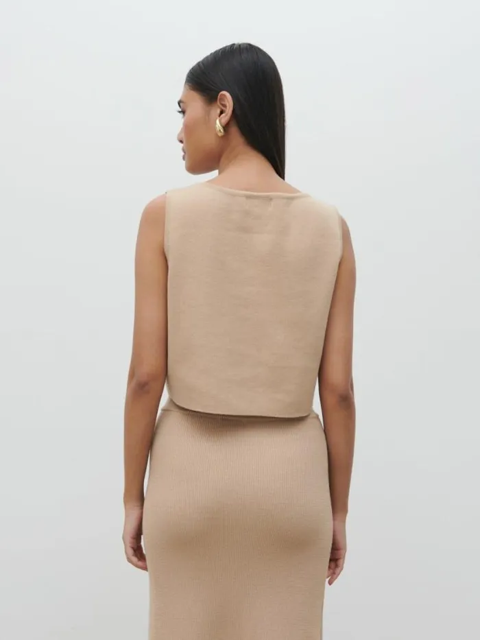 Pretty Lavish Knitwear Reese Knit Waistcoat Beige 8211 Women