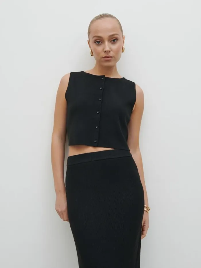 Pretty Lavish Knitwear Reese Knit Waistcoat Black 8211 Women