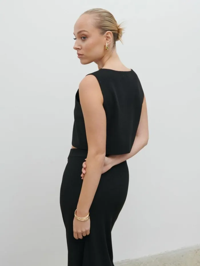 Pretty Lavish Knitwear Reese Knit Waistcoat Black 8211 Women