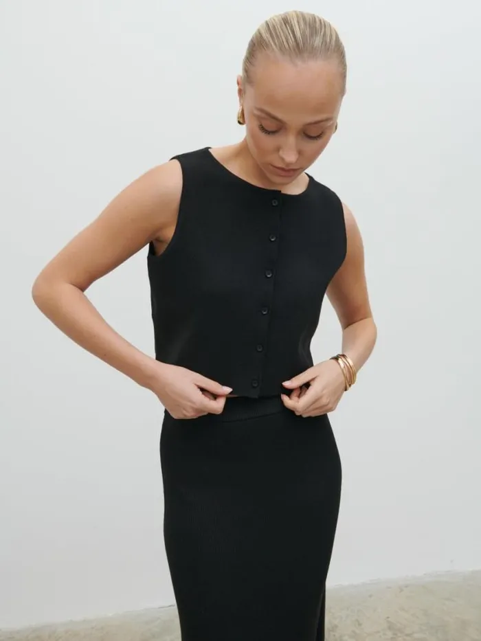 Pretty Lavish Knitwear Reese Knit Waistcoat Black 8211 Women