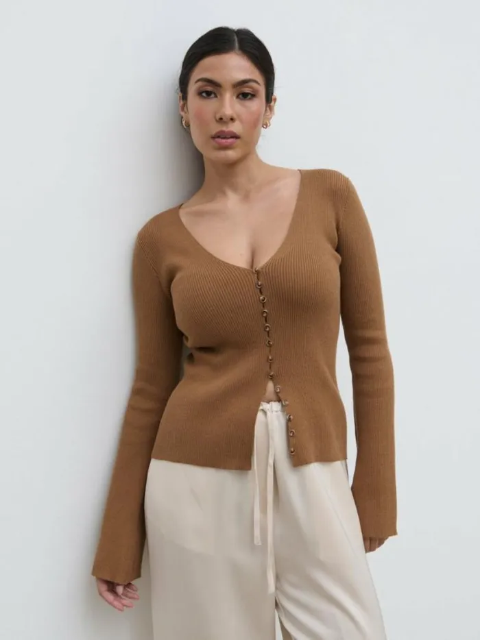Pretty Lavish Knitwear Tia Knit Cardigan Brown 8211 Women