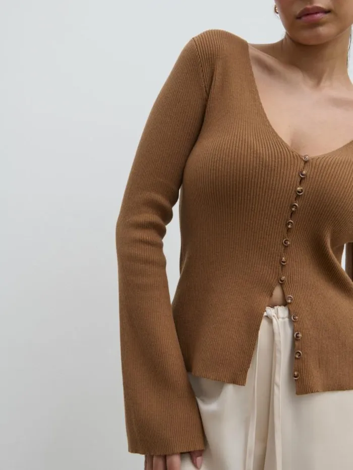 Pretty Lavish Knitwear Tia Knit Cardigan Brown 8211 Women