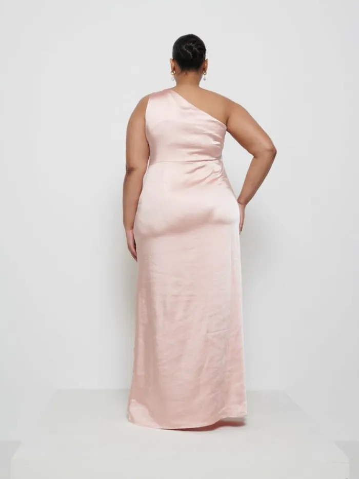 Pretty Lavish Satin Bridesmaid Dresses Amelia Ruched Maxi Bridesmaid Dress Curve Blush 8211 Women